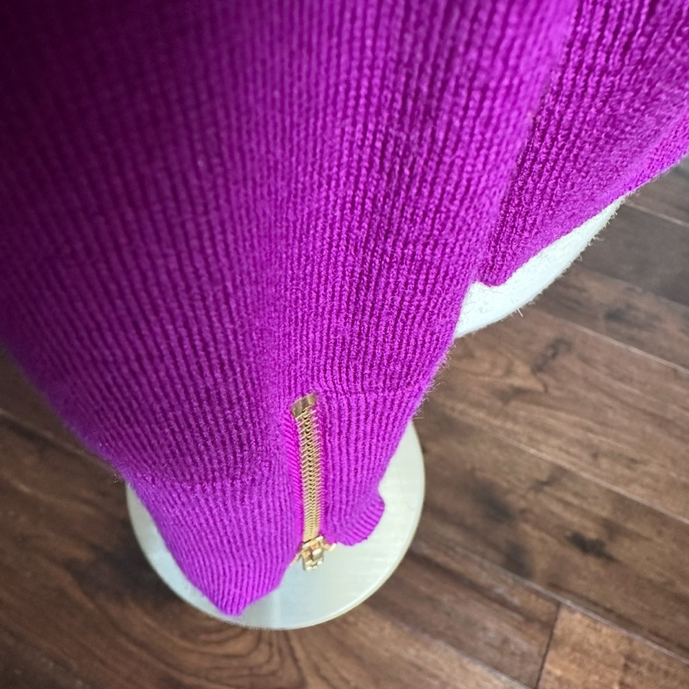 J. Crew Ruffle Turtleneck 100% Merino Wool Purple Womens XL - Picture 2 of 9